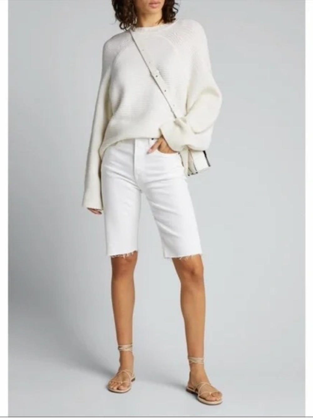 FRAME Le Vintage Bermuda Jean Shorts White